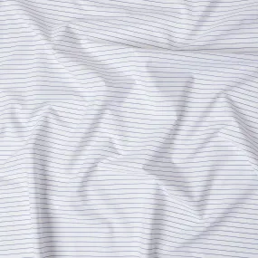 White and Navy Blue Fine Striped 100% Cotton Shirting Fabric, 150 cm Width, Made in Italy-D20473