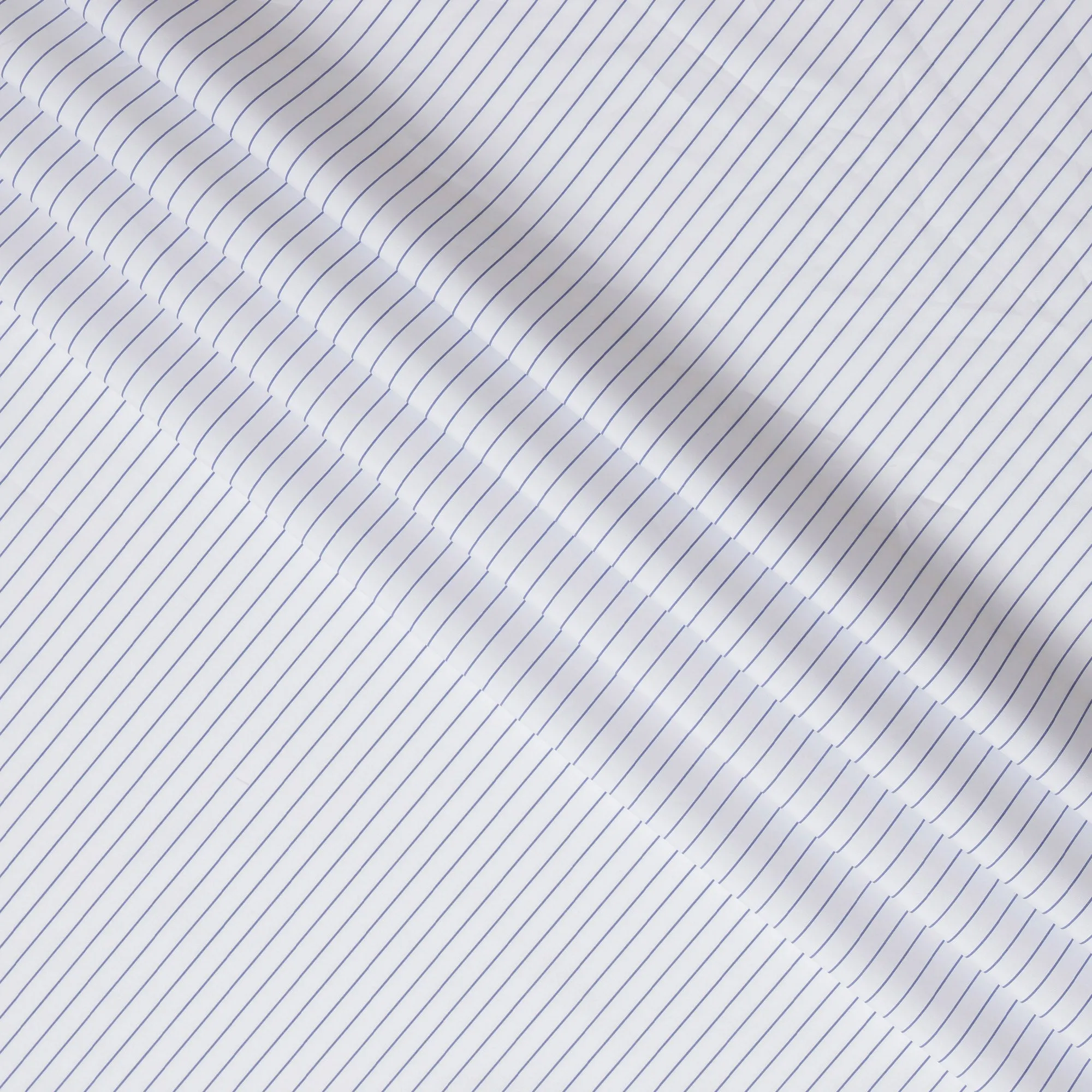 White and Navy Blue Fine Striped 100% Cotton Shirting Fabric, 150 cm Width, Made in Italy-D20473