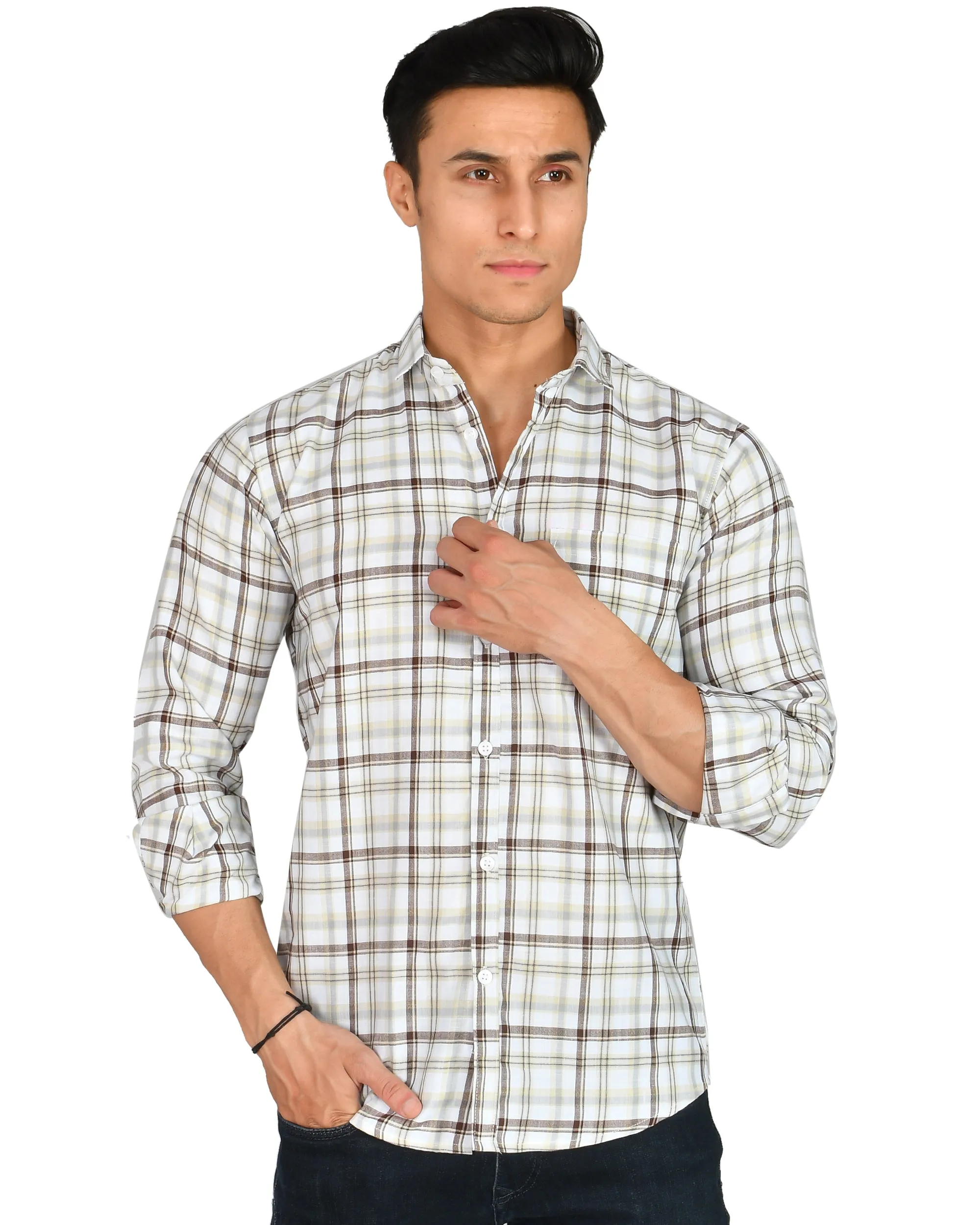 White Check Premium Cotton Men’s Shirt