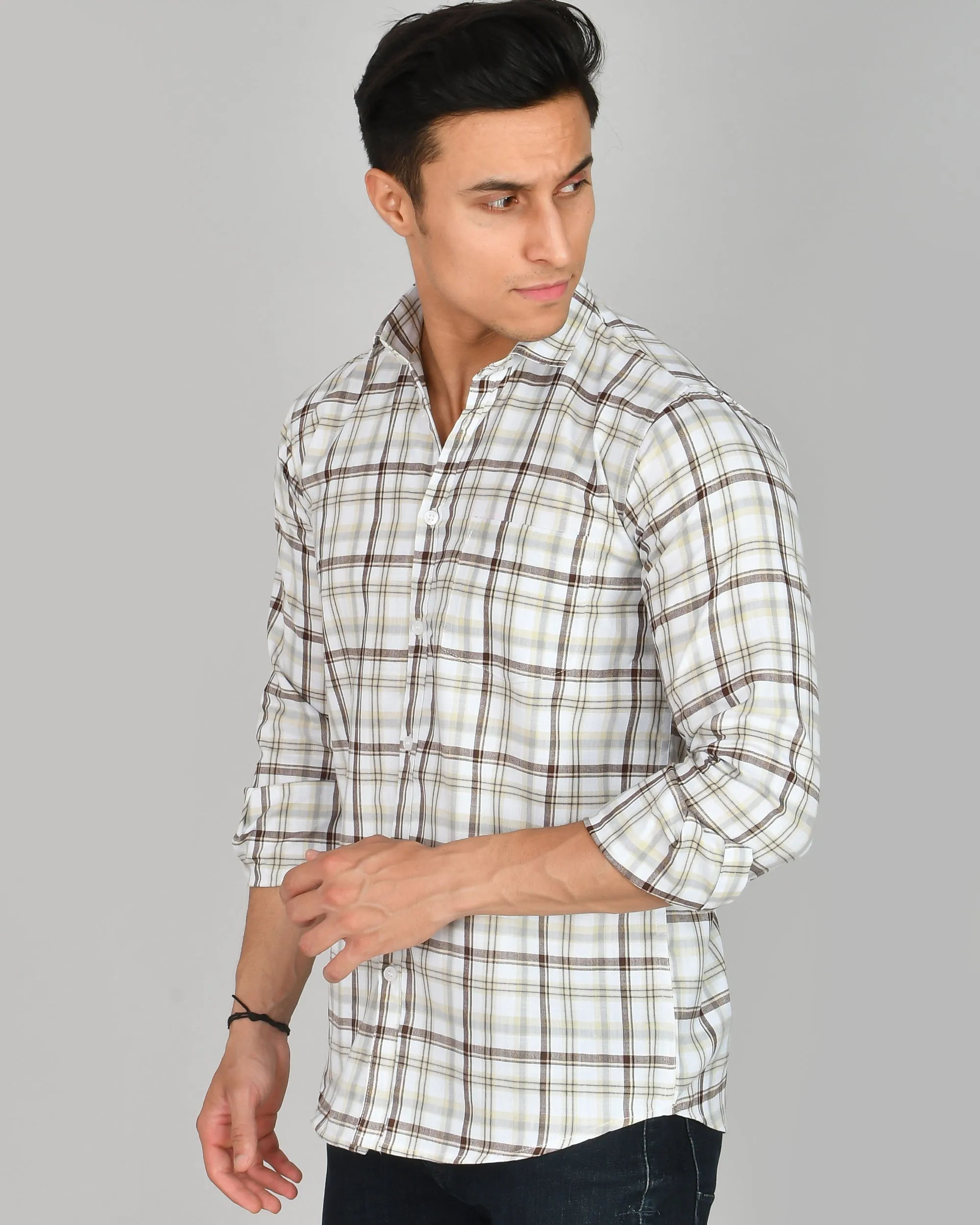 White Check Premium Cotton Men’s Shirt