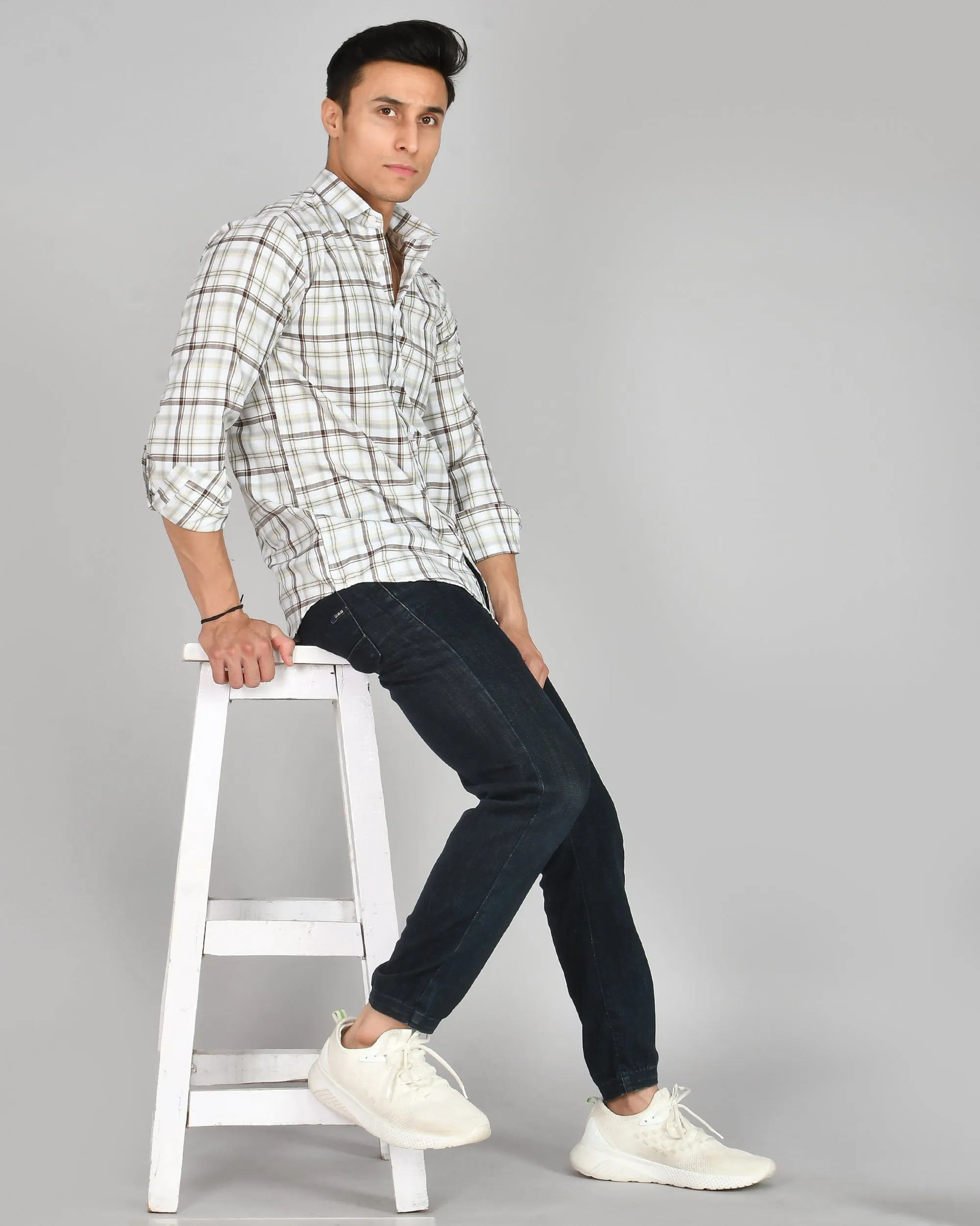 White Check Premium Cotton Men’s Shirt