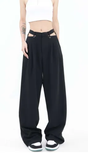 Wide Leg Waist Cutout Pants