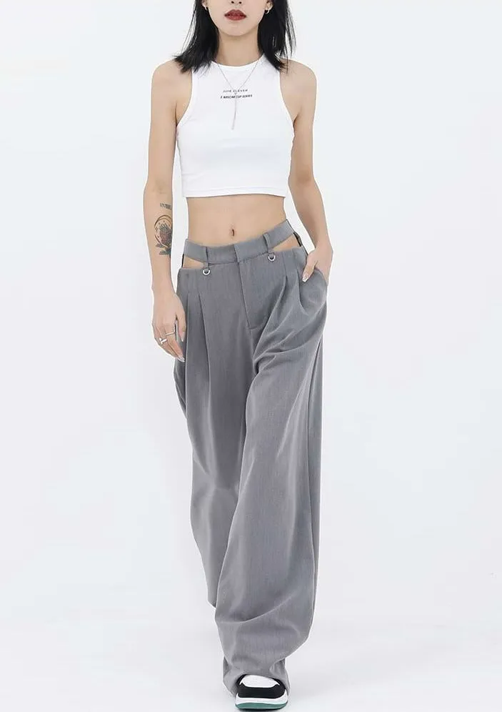 Wide Leg Waist Cutout Pants