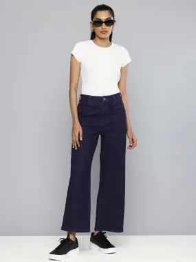 Women's High Rise Navy Wide Leg Jeans