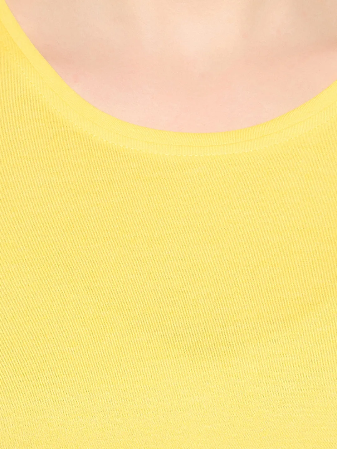 Yellow Cotton Chic Cap Sleeves Basic Top